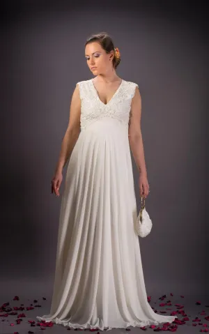 Vintage Lace Wedding Ivory Chiffon Wedding Bridal Dress-711919