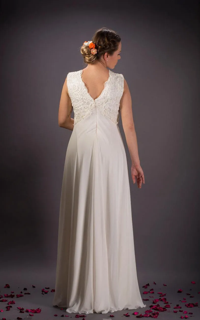 Vintage Lace Wedding Ivory Chiffon Wedding Bridal Dress-711919