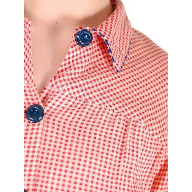 Vintage Ladies Red Cotton Gingham Playsuit 1940s 40-30-40 Pin Up WW2