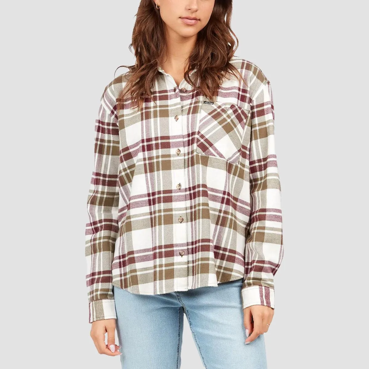Volcom Plaid To Meet U Longsleeve Shirt Dark Camo - Womens