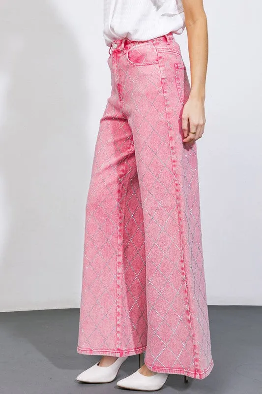 Washed Twill Embellished Pant