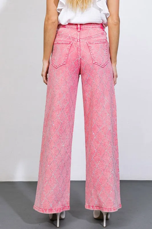 Washed Twill Embellished Pant