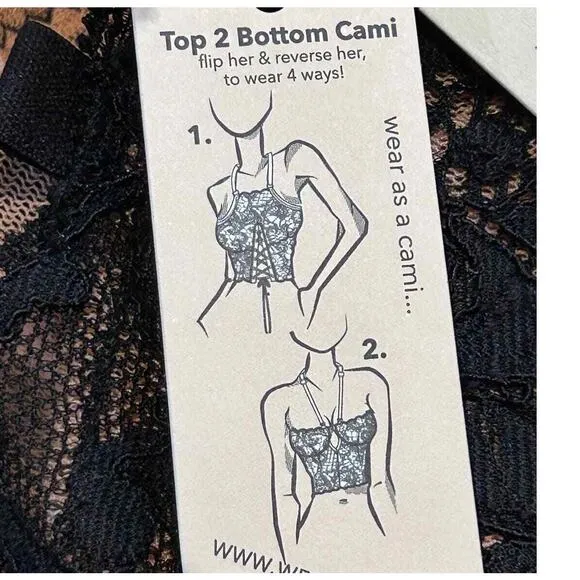 WE ARE HAH Top 2 Bottom Cami Noir Black Lace Wear 4 Ways