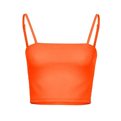 Wenfanal Women's Spaghetti Strap Sexy Cami Crop Top Summer Casual Sleeveless Camisole Shirts Basic Strappy Tank Tops Blouses