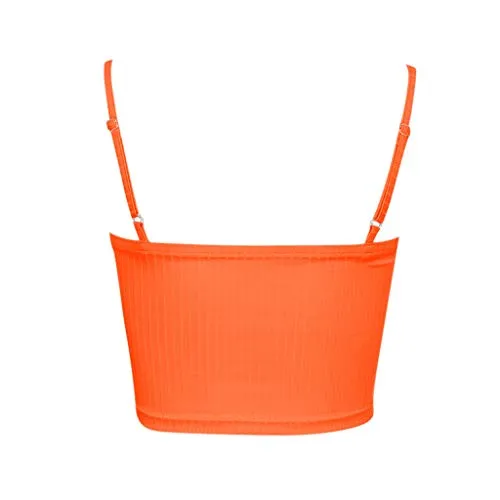 Wenfanal Women's Spaghetti Strap Sexy Cami Crop Top Summer Casual Sleeveless Camisole Shirts Basic Strappy Tank Tops Blouses