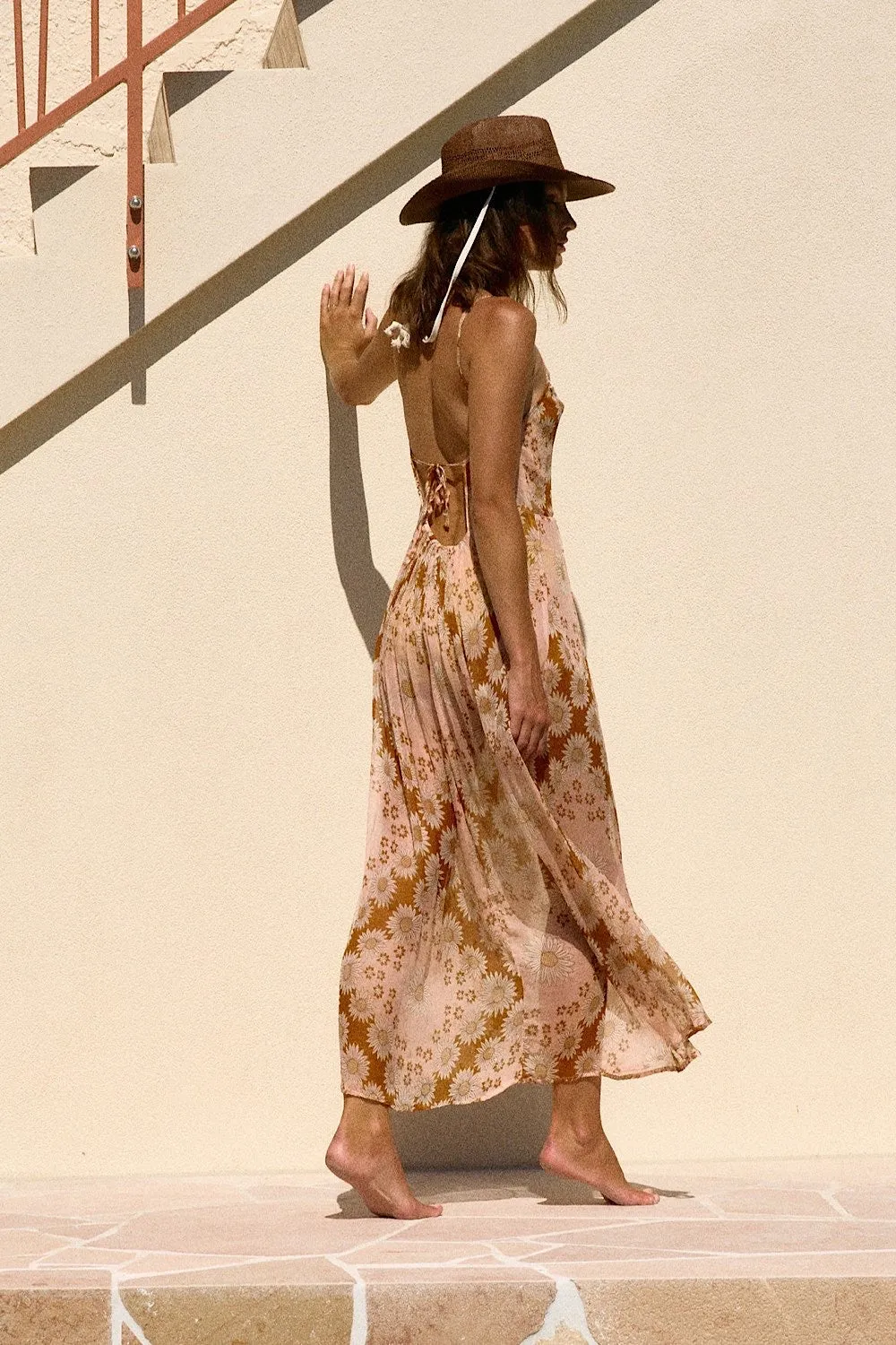 Where You Lead Silk   Lace Maxi Slip Dress - Daisy