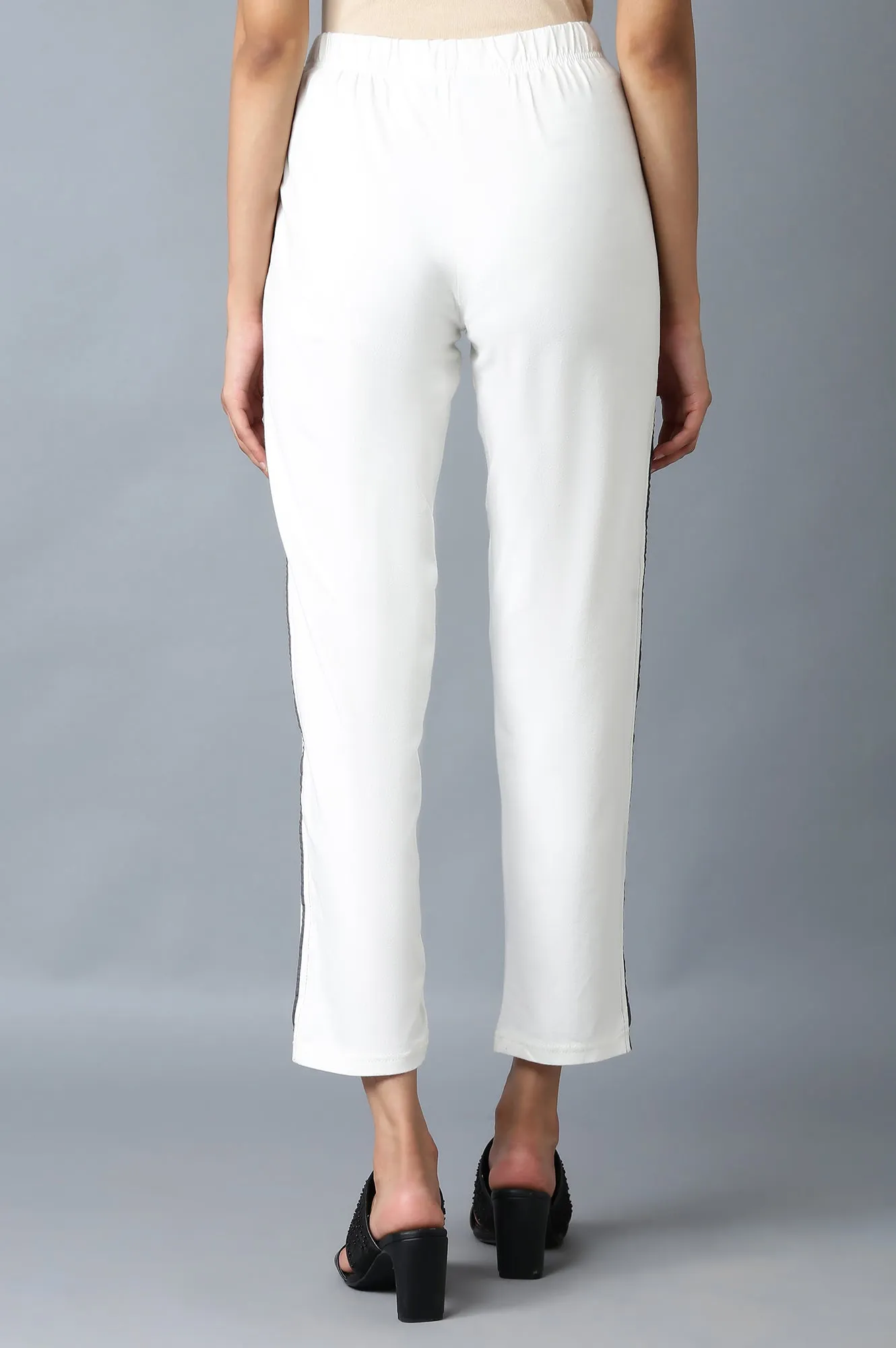 White Ankle Length Jersy Pants