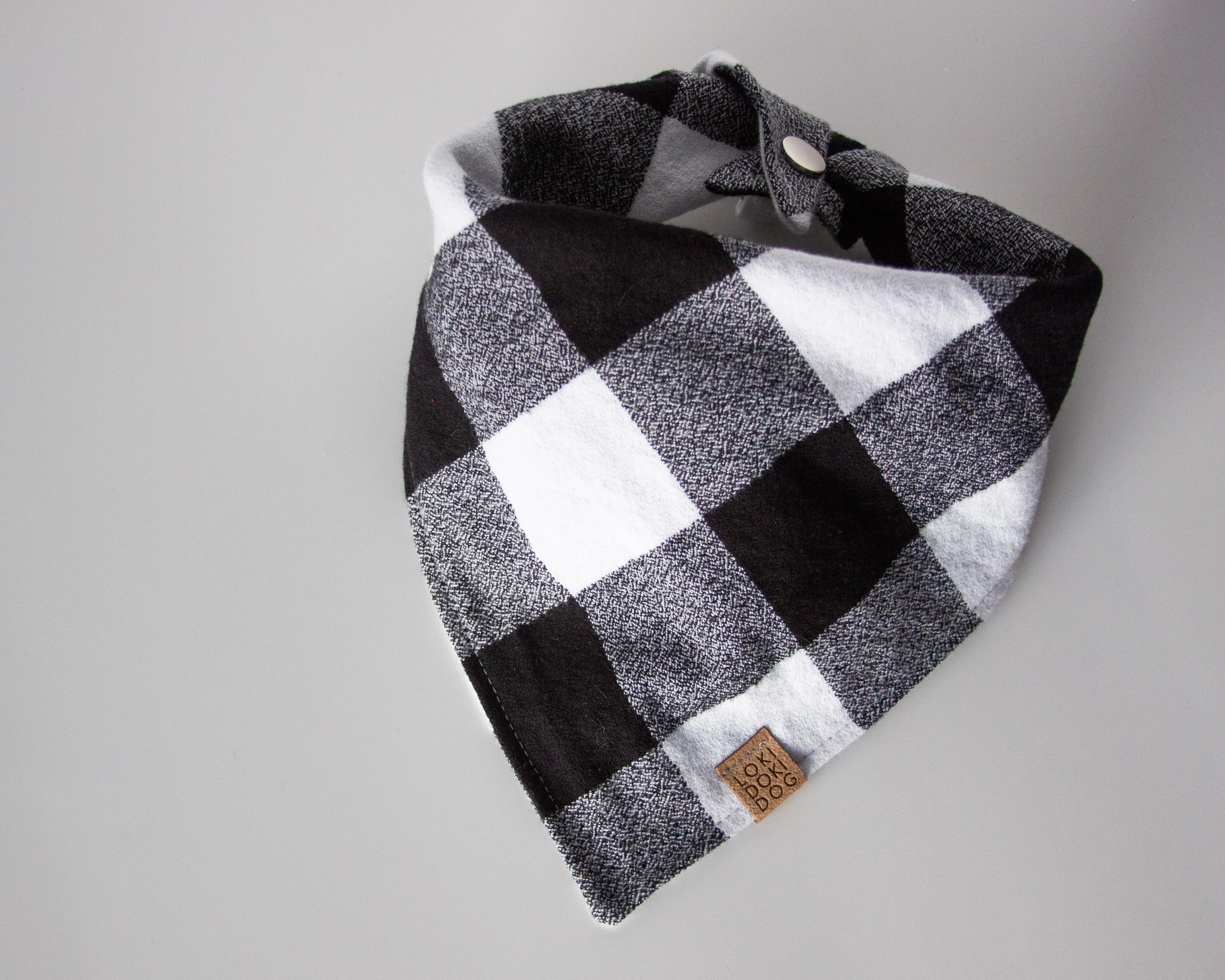 White Buffalo Plaid Flannel Dog Bandana (Personalization Available)
