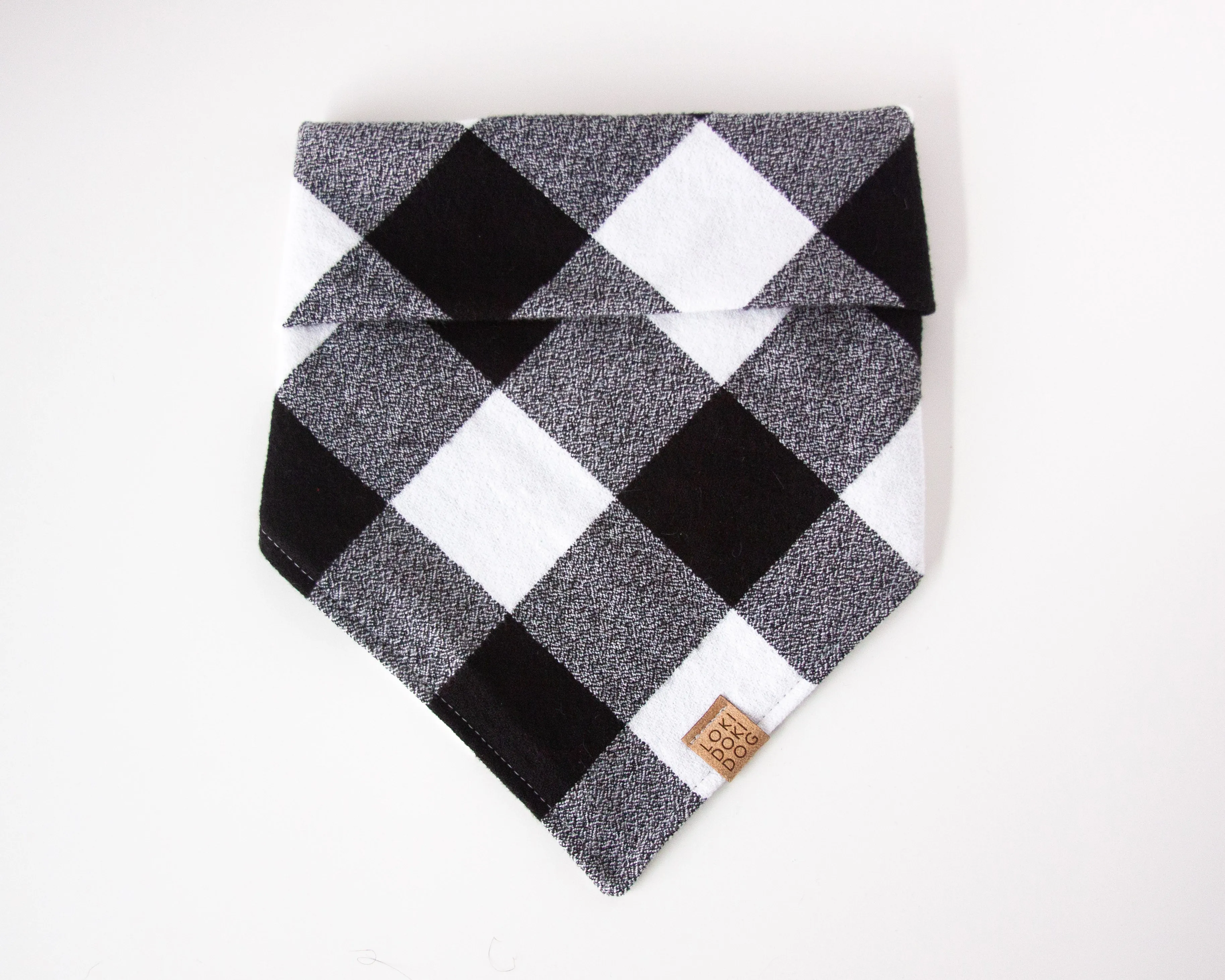 White Buffalo Plaid Flannel Dog Bandana (Personalization Available)