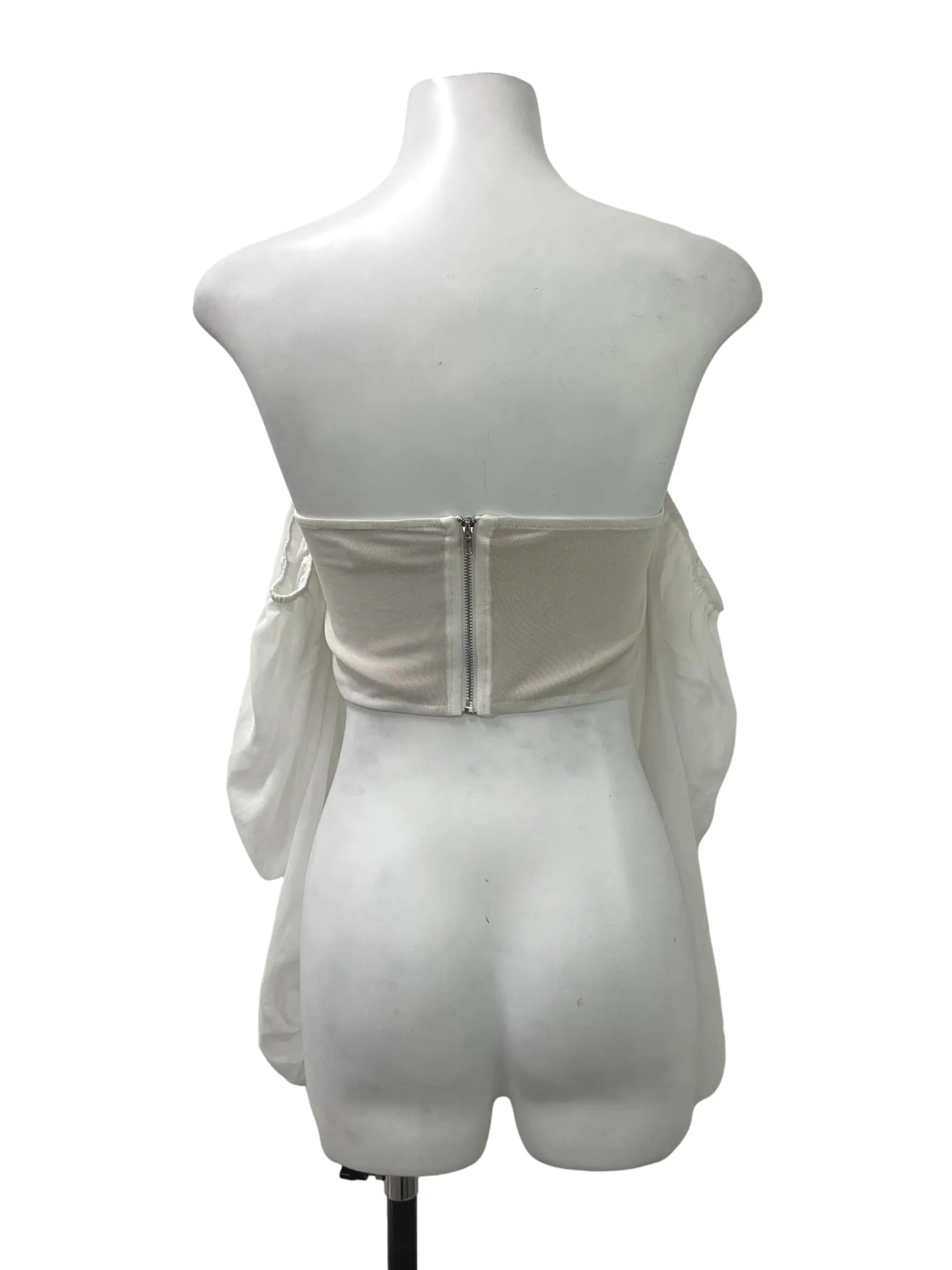 White Corset Off Shoulder Crop Top