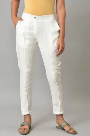 White Straight Fit Plus Size Trouser Pants