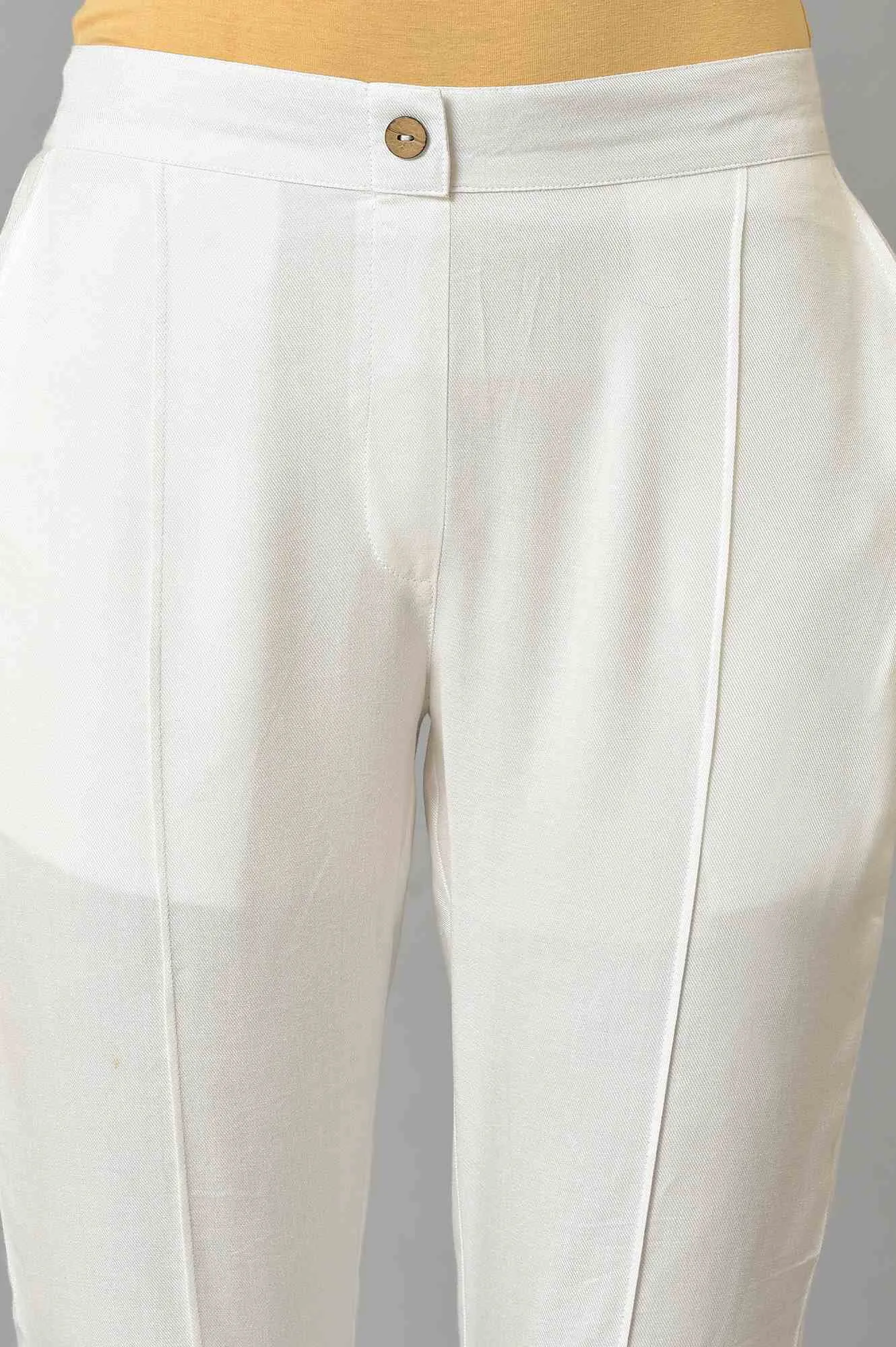 White Straight Fit Plus Size Trouser Pants