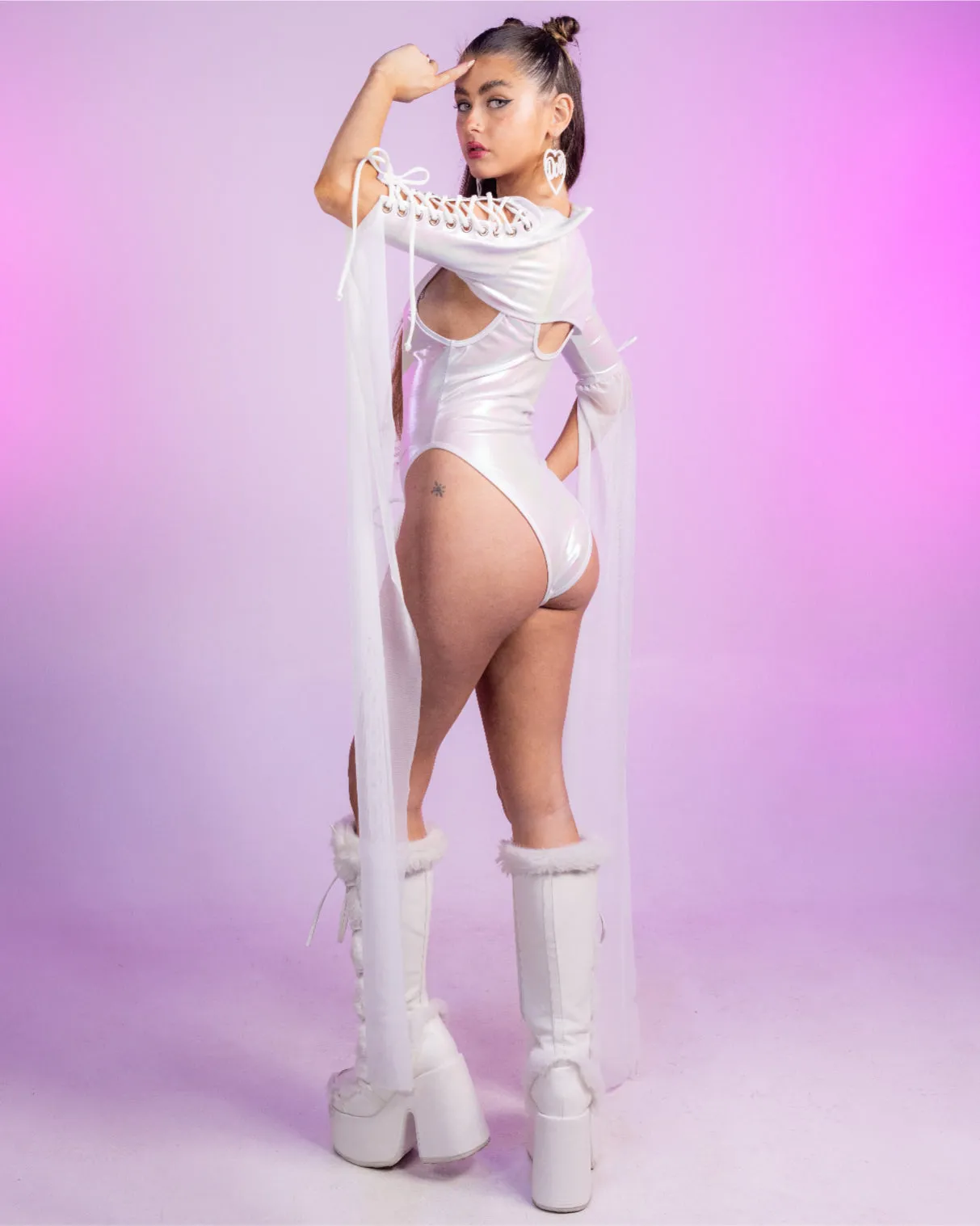 White Unicorn Floor-Length Sleeve Shrug