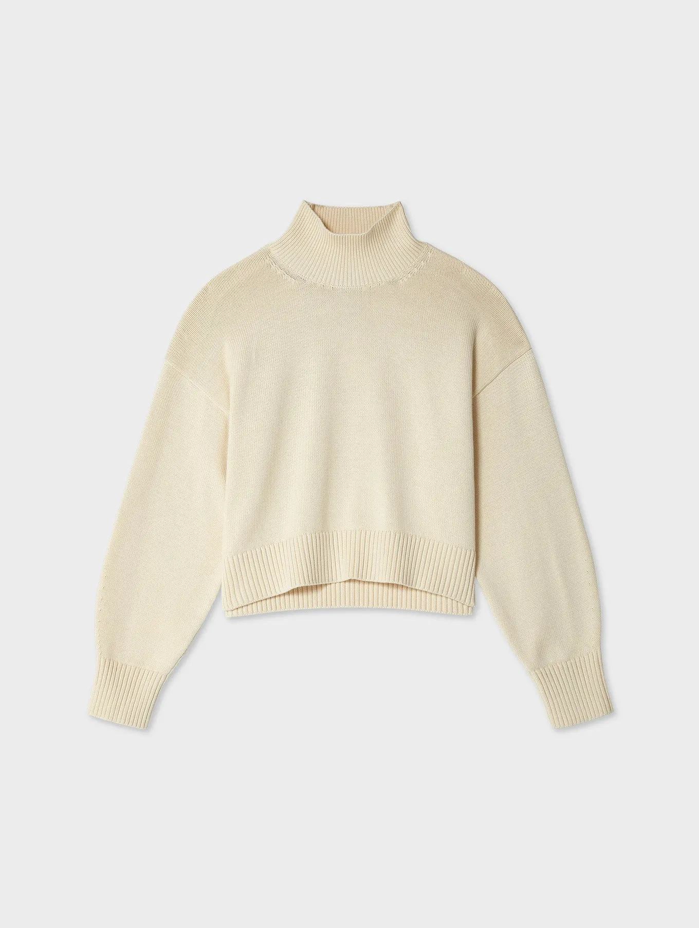White   Warren - Organic Cotton Cropped Standneck - Ecru