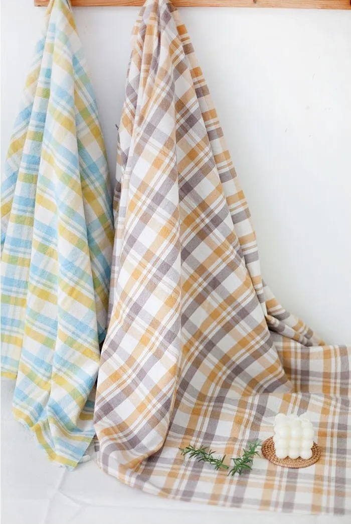 Wide Check Cotton Fabric, Plaid Cotton Fabric, Yarn Dyed, Prewashed Cotton Fabric, Quality Korean Fabric - Fabric By the Yard /43534