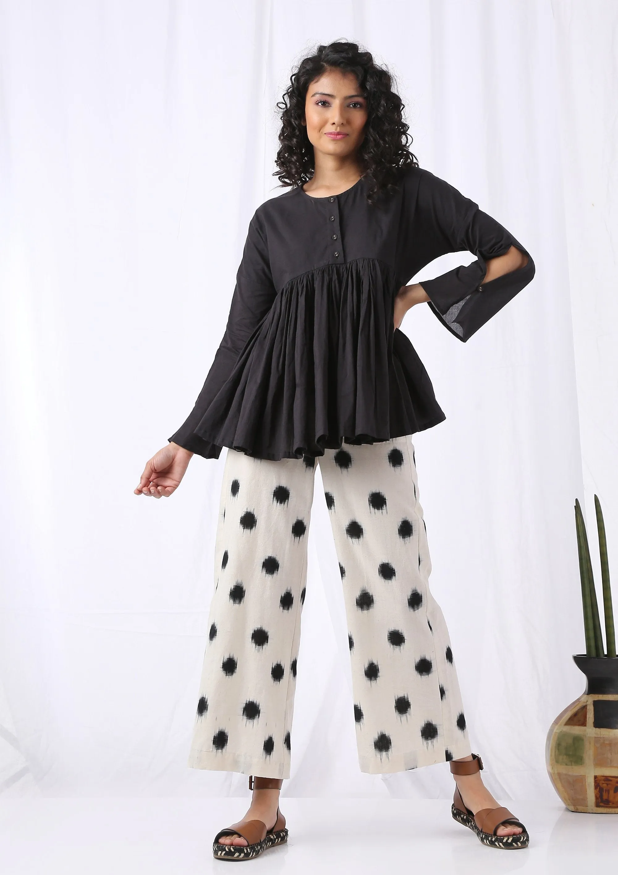 WIDE LEG IKAT POLKA PANTS