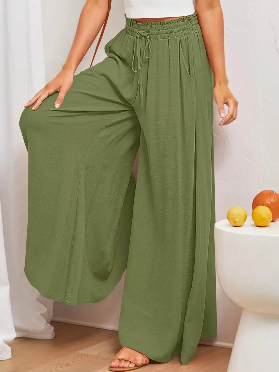 Wide Leg Pants with Pockets S-2XL