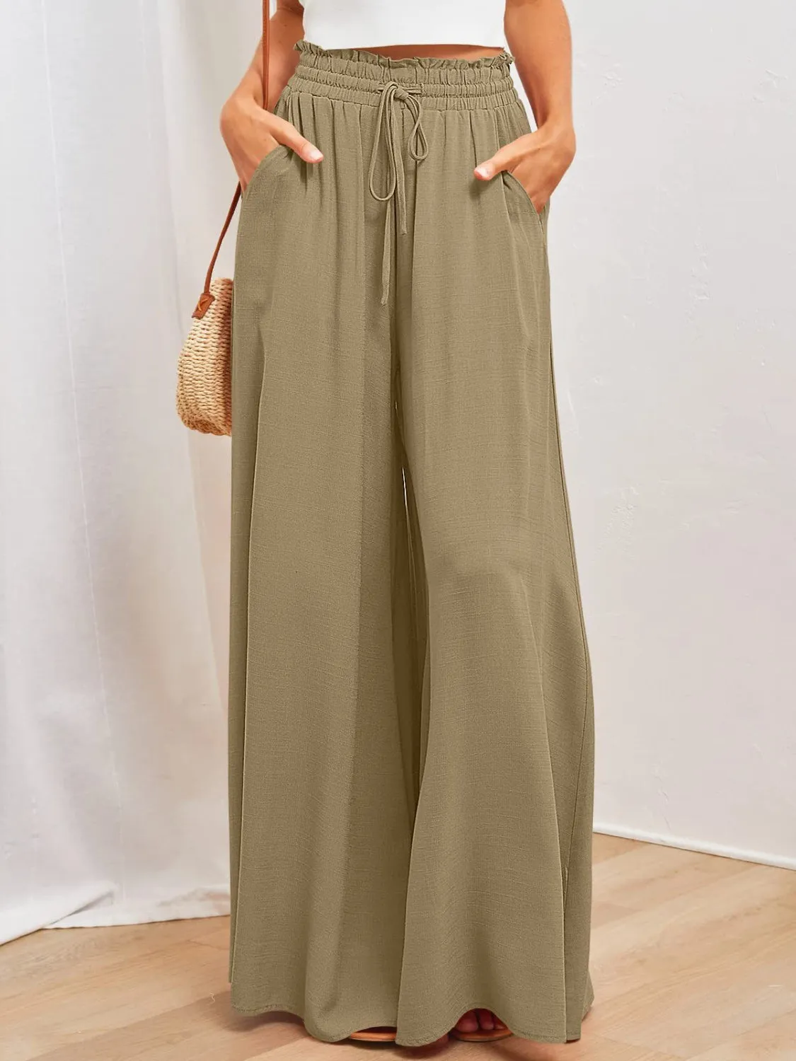 Wide Leg Pants with Pockets S-2XL