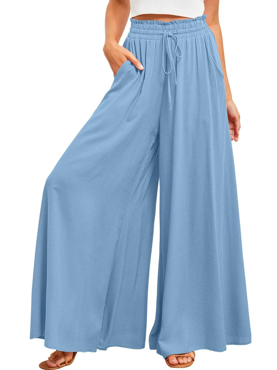 Wide Leg Pants with Pockets S-2XL