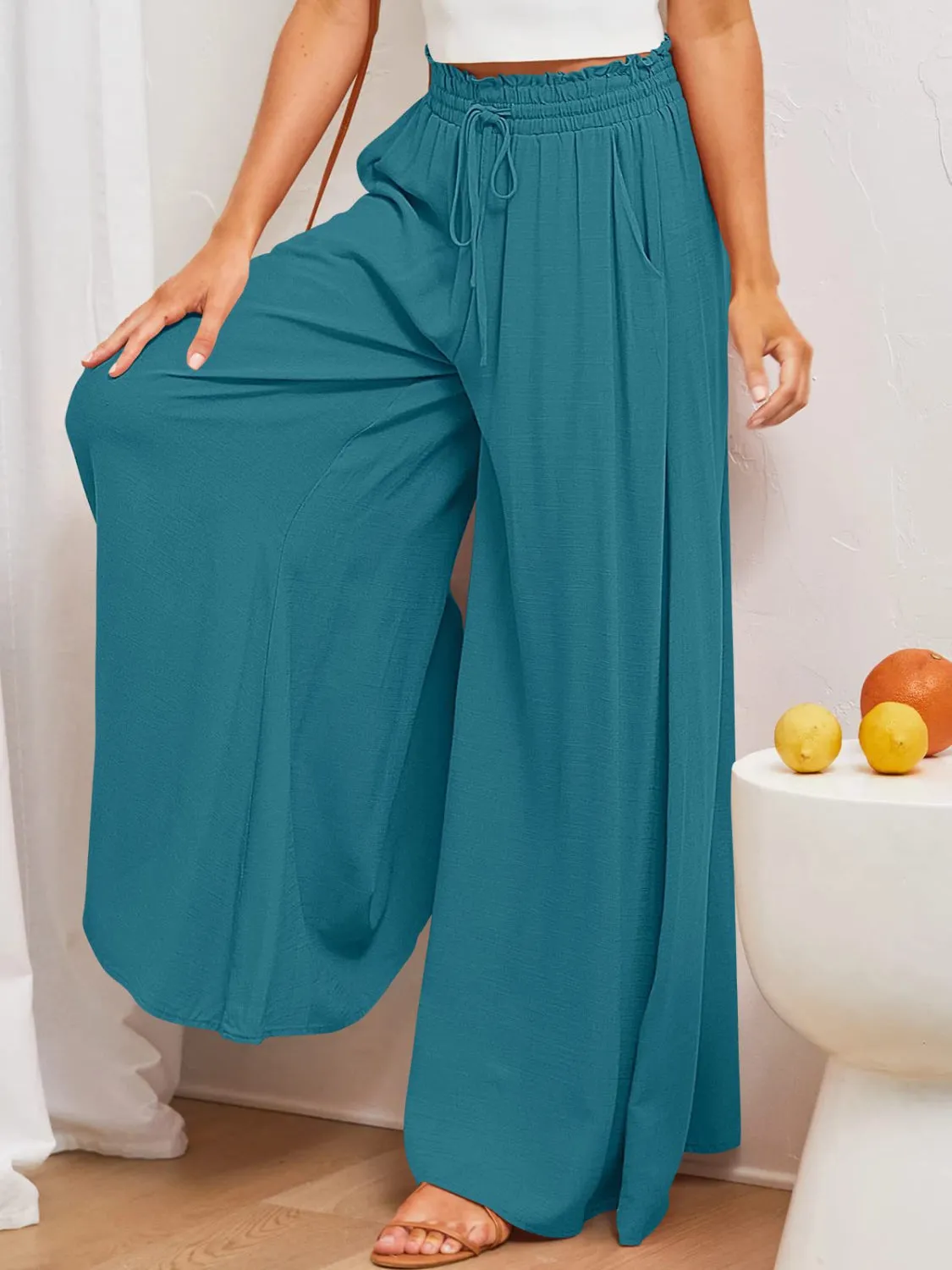 Wide Leg Pants with Pockets S-2XL