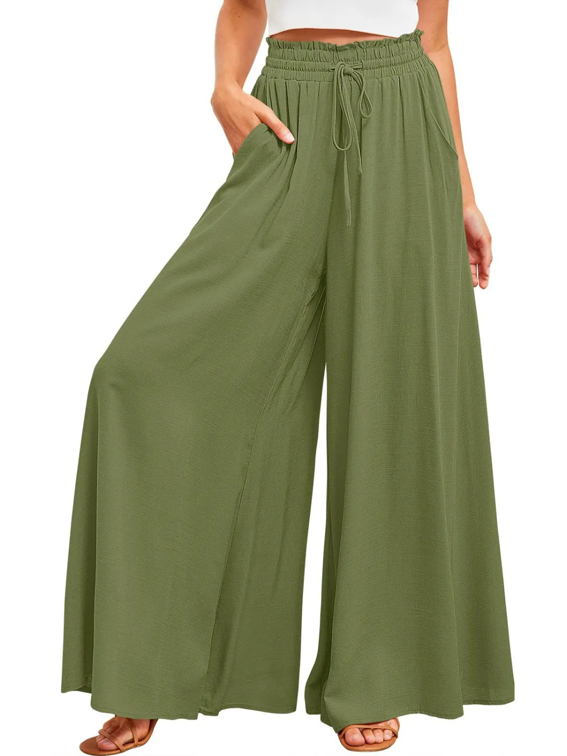 Wide Leg Pants with Pockets S-2XL
