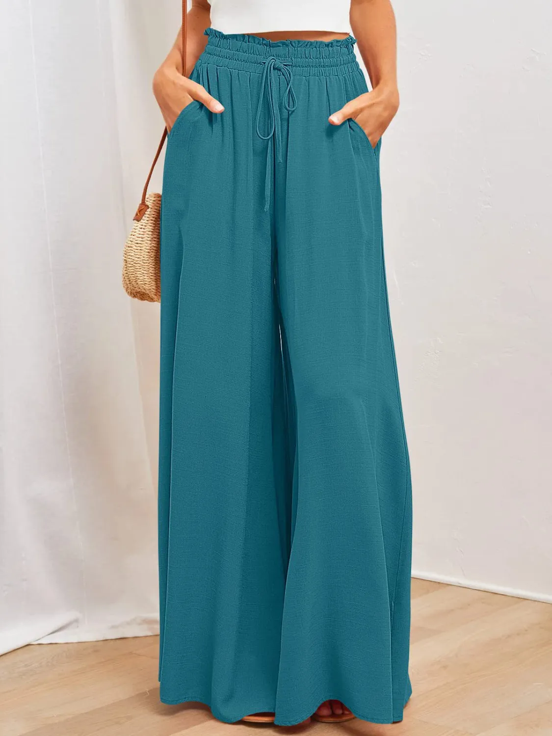 Wide Leg Pants with Pockets S-2XL