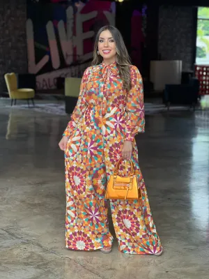 Wide Leg Printed Pants