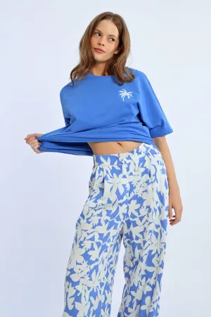 WIDE PANTS, PRINTED
