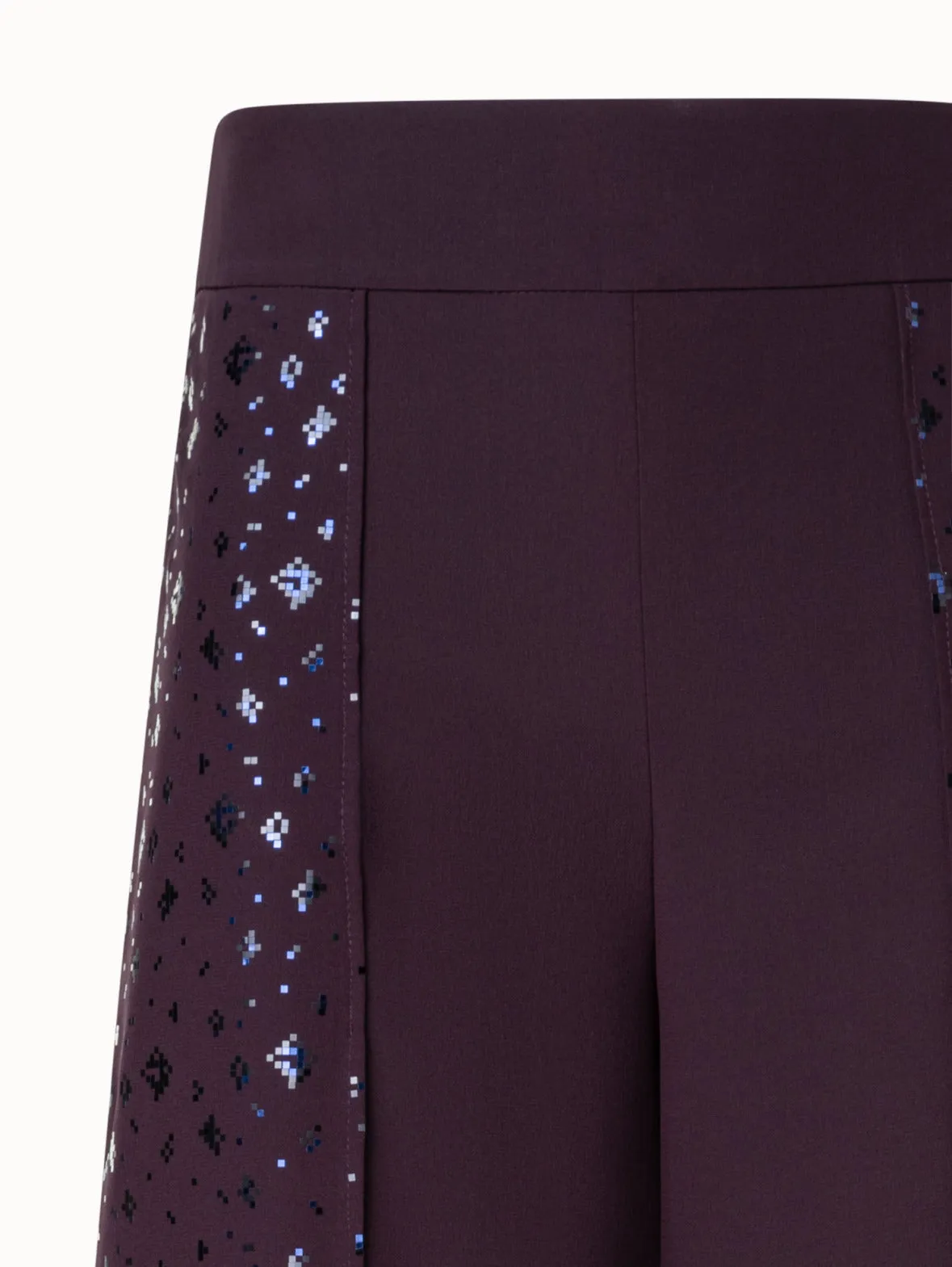 Wide Silk Blend Layered Pants with Pixel Foil Embellishment