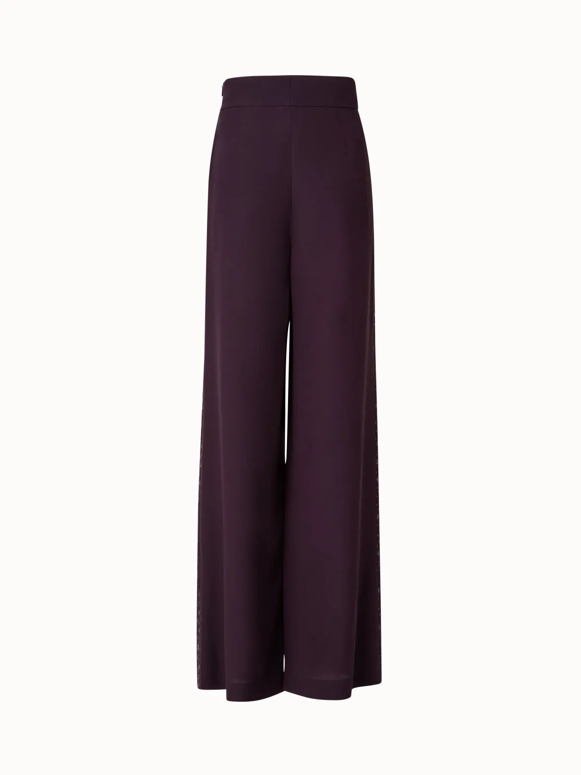 Wide Silk Blend Layered Pants with Pixel Foil Embellishment