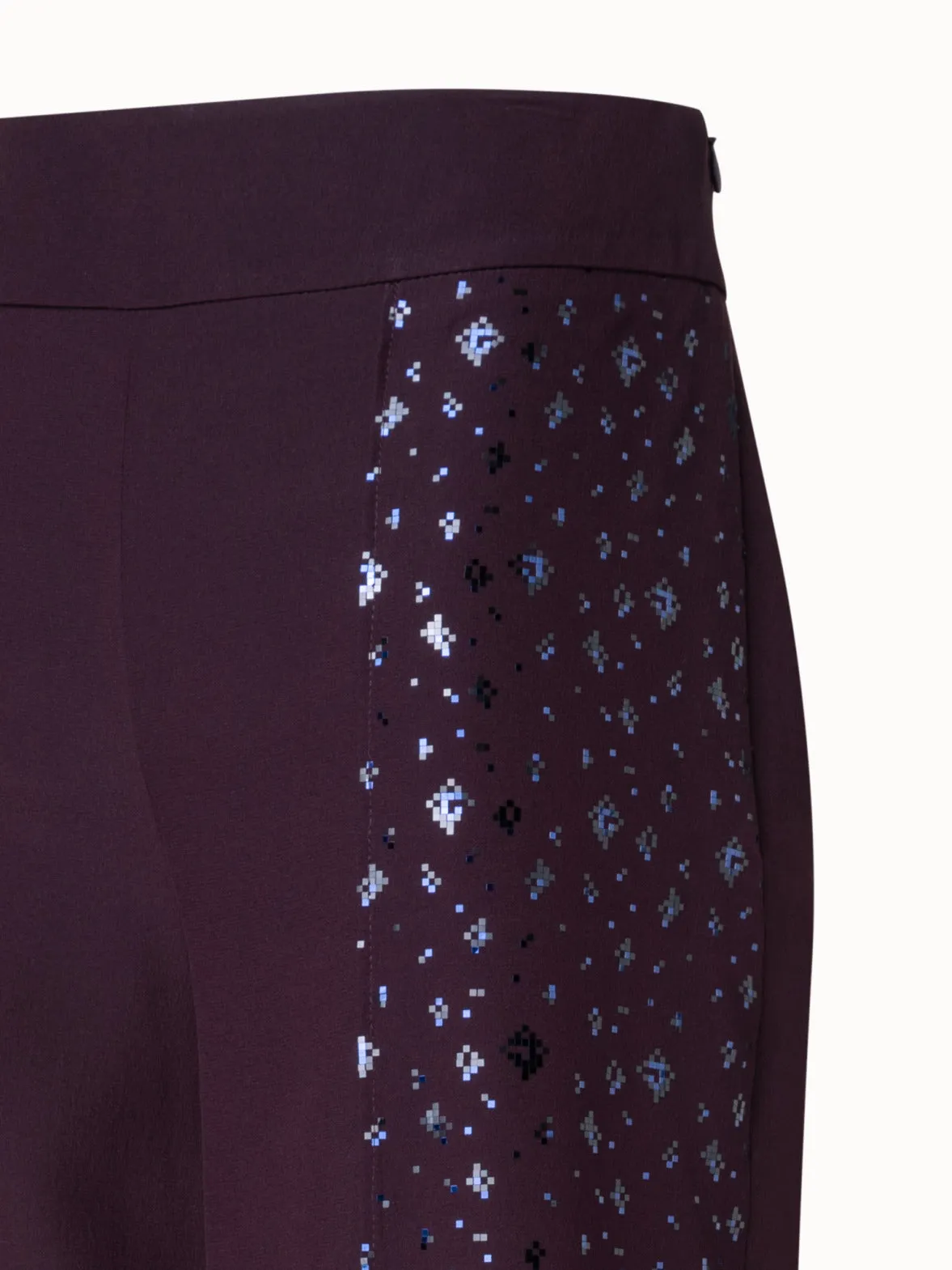 Wide Silk Blend Layered Pants with Pixel Foil Embellishment