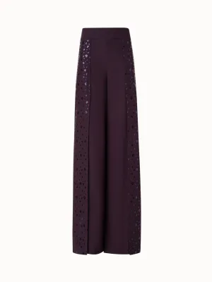 Wide Silk Blend Layered Pants with Pixel Foil Embellishment