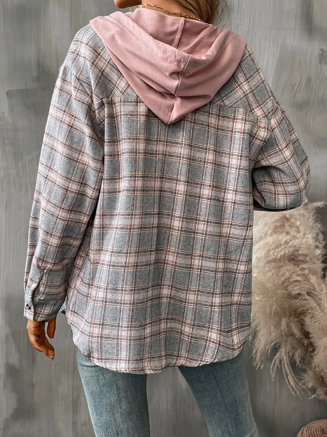 Willow Plaid Long Sleeve Hooded Jacket