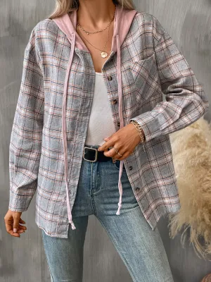 Willow Plaid Long Sleeve Hooded Jacket