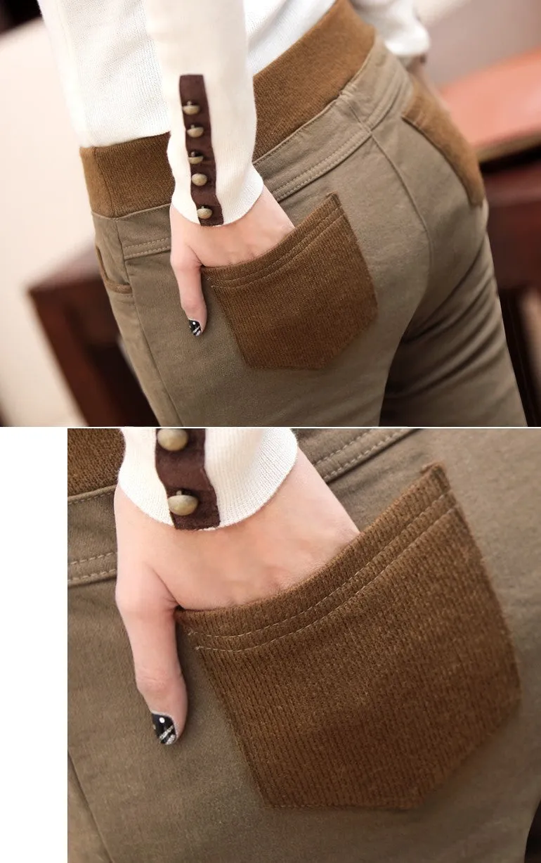 Winter Warm Women Stretch Elastic Pencil Pants