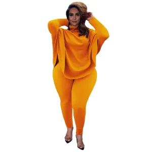 Women 2 Piece Set Casual Solid Bat Sleeve