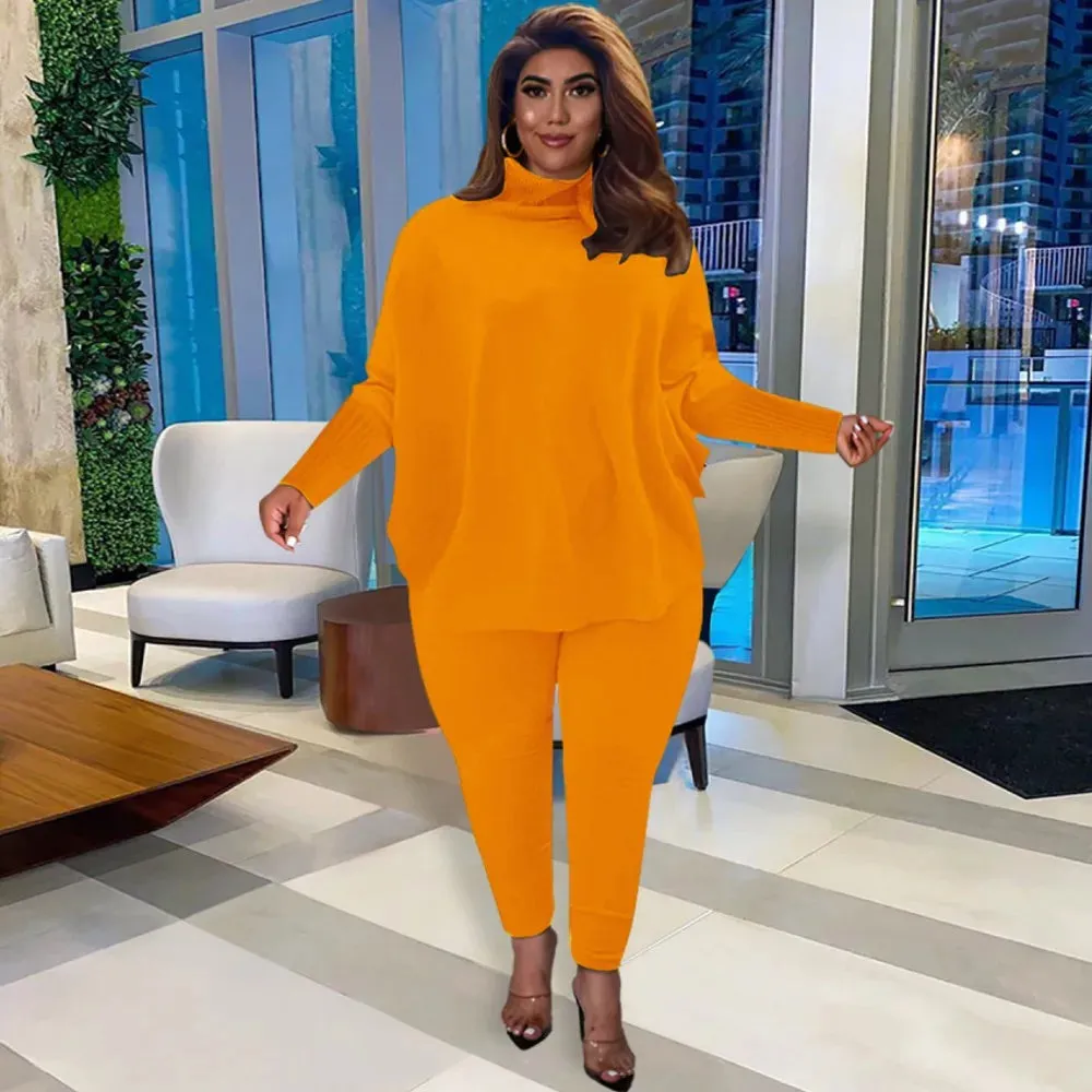Women 2 Piece Set Casual Solid Bat Sleeve