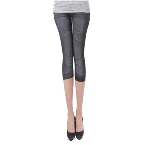 Women Casual Seamless Imitation Cowboy Printed Leggings