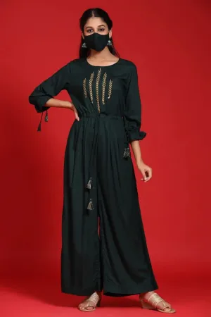 Women Embroidered Standard Jadegreen Jumpsuits & Sets