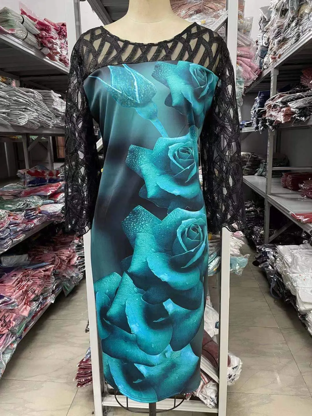 Women Floral Print Lace Plus Sizes Fall Dresses