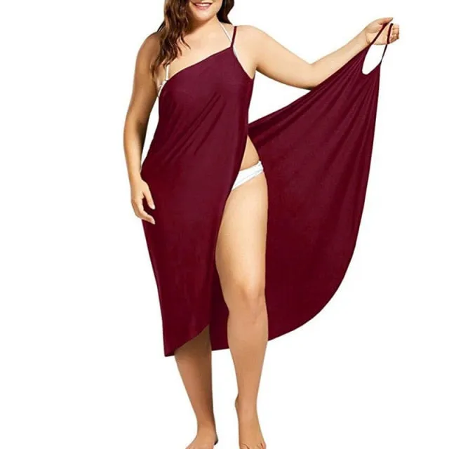 Women Sexy Beach V-Neck Sling Summer Cover Up Wrap  Dresses- Plus Size