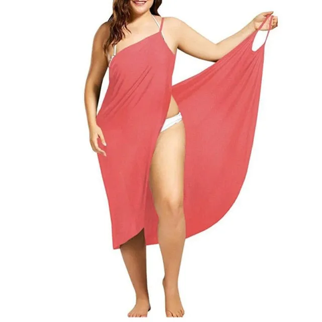 Women Sexy Beach V-Neck Sling Summer Cover Up Wrap  Dresses- Plus Size