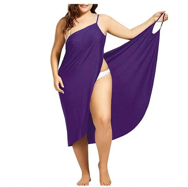 Women Sexy Beach V-Neck Sling Summer Cover Up Wrap  Dresses- Plus Size