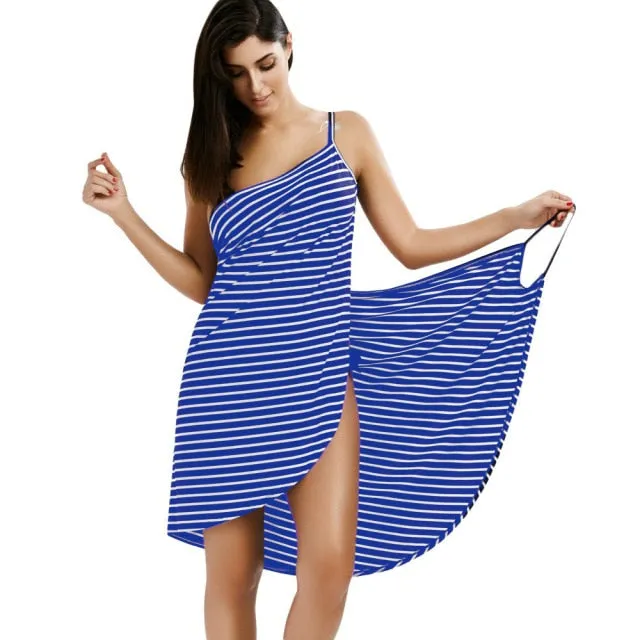 Women Sexy Beach V-Neck Sling Summer Cover Up Wrap  Dresses- Plus Size
