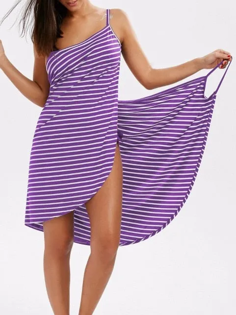 Women Sexy Beach V-Neck Sling Summer Cover Up Wrap  Dresses- Plus Size