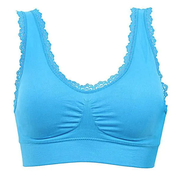 Women Solid Soft Crop Top Stretch Vest Fitness Bra Lace Bra X16
