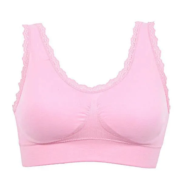 Women Solid Soft Crop Top Stretch Vest Fitness Bra Lace Bra X16