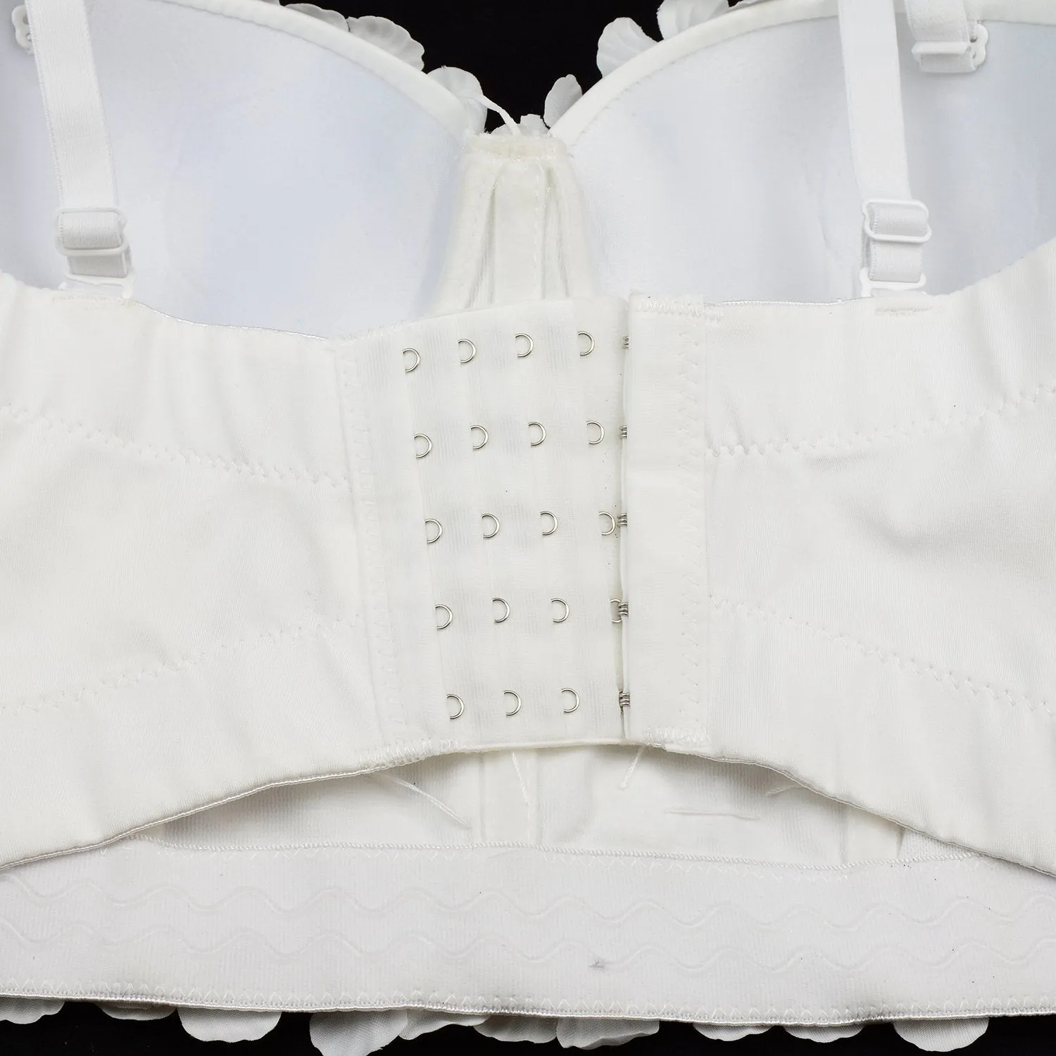 Women's 3D Floral Rhinestone Diamond Bustier Crop Top Party Club Bra Tops White