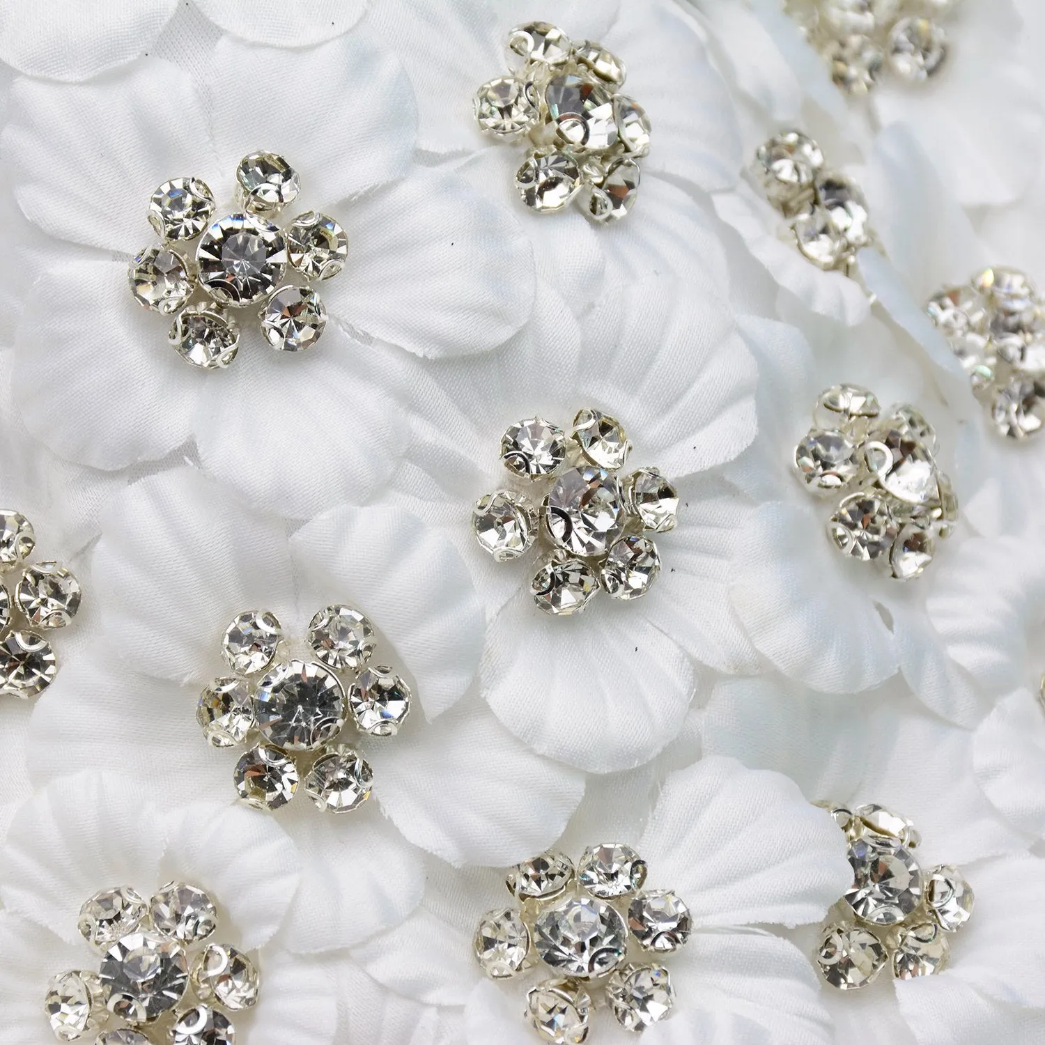 Women's 3D Floral Rhinestone Diamond Bustier Crop Top Party Club Bra Tops White