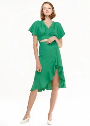 Women's Asymmetrical Hem Button Front Skirt